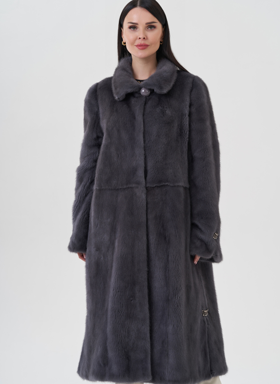 Норковая шуба с воротником стойка 