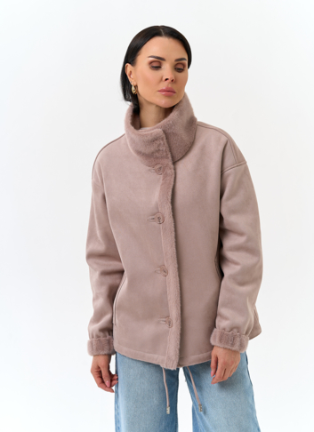 Женская двухсторонняя дубленка из эко замши