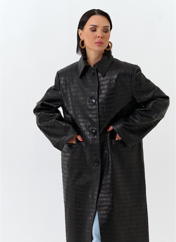 Женский плащ из натуральной кожи 