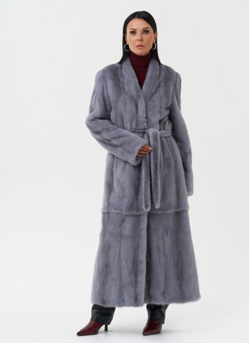 Длинная шуба из меха норки