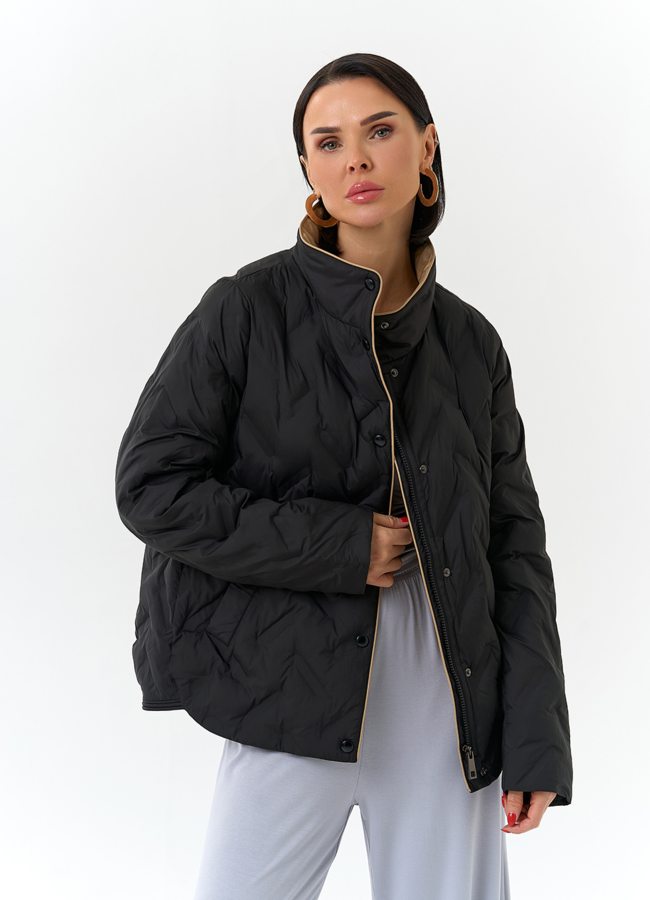 Женская куртка с воротником стойкой модель № 32569 меха малина