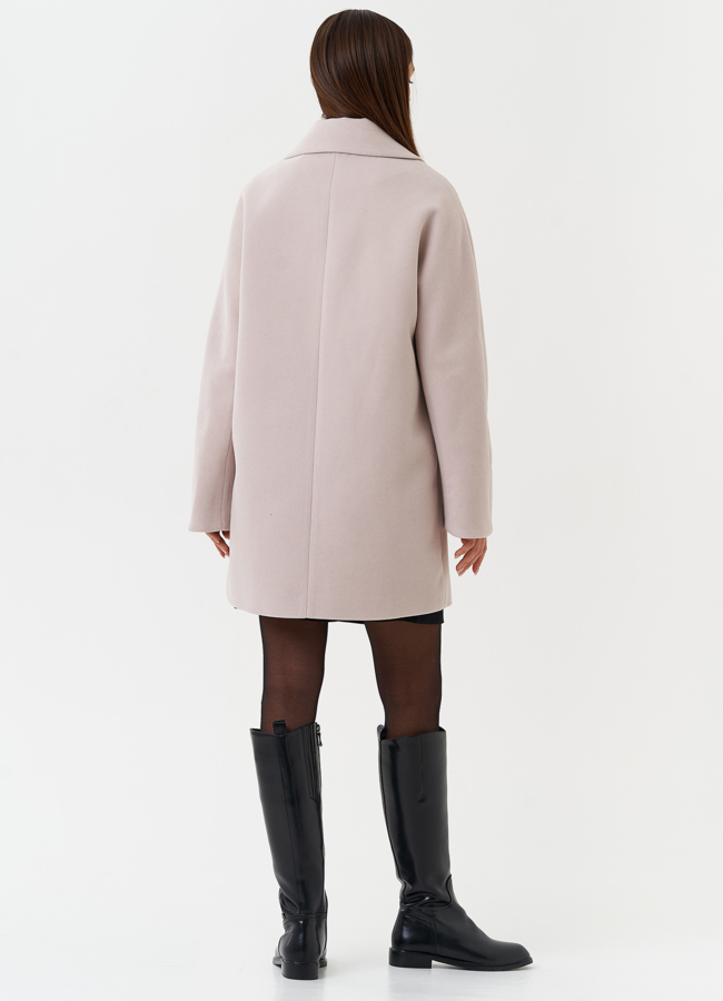 Двубортное светлое пальто модель № 28089 универмаг малина