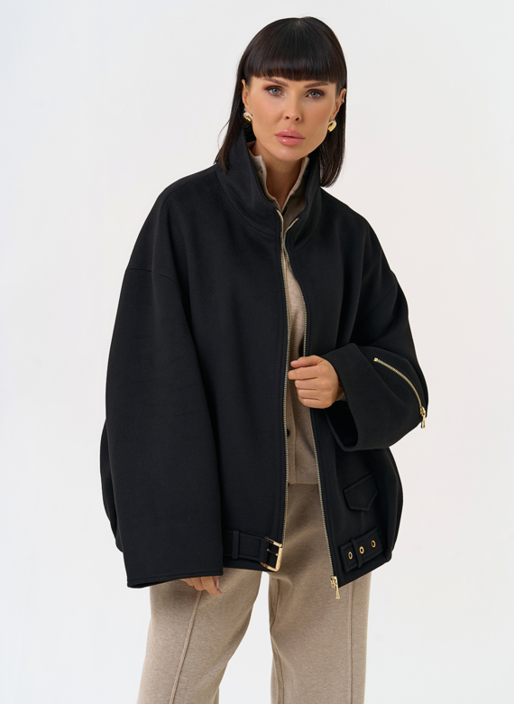 Женское пальто бомбер с воротником стойкой