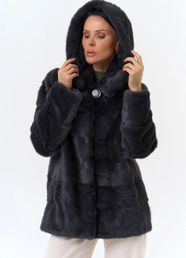 Куртка из меха норки с капюшоном модель № 25398 в рассрочку фото