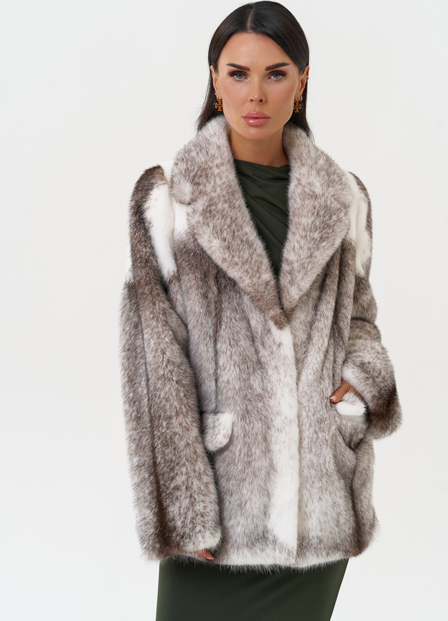 Жакет из норки крестовки cross модель № 31318 универмаг малина