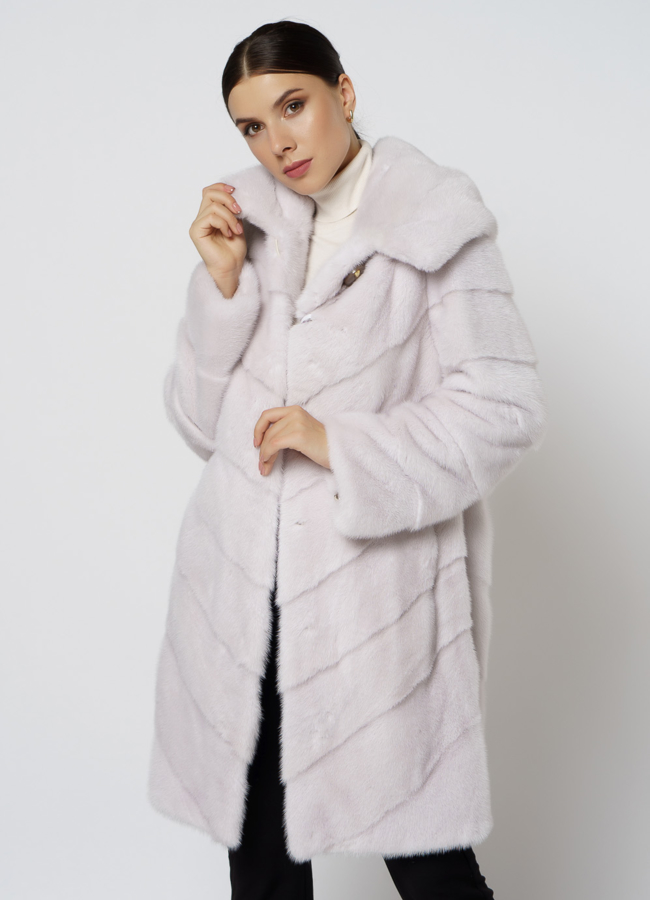 Светлая норковая шуба с капюшоном модель № 24736 универмаг малина