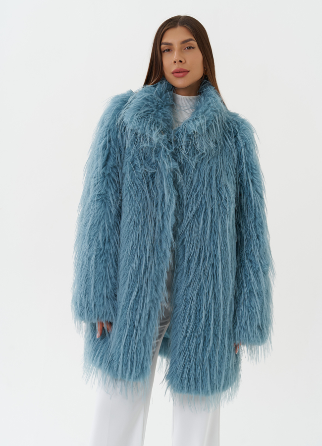 Женская шуба под эко страуса модель № 27808 универмаг малина