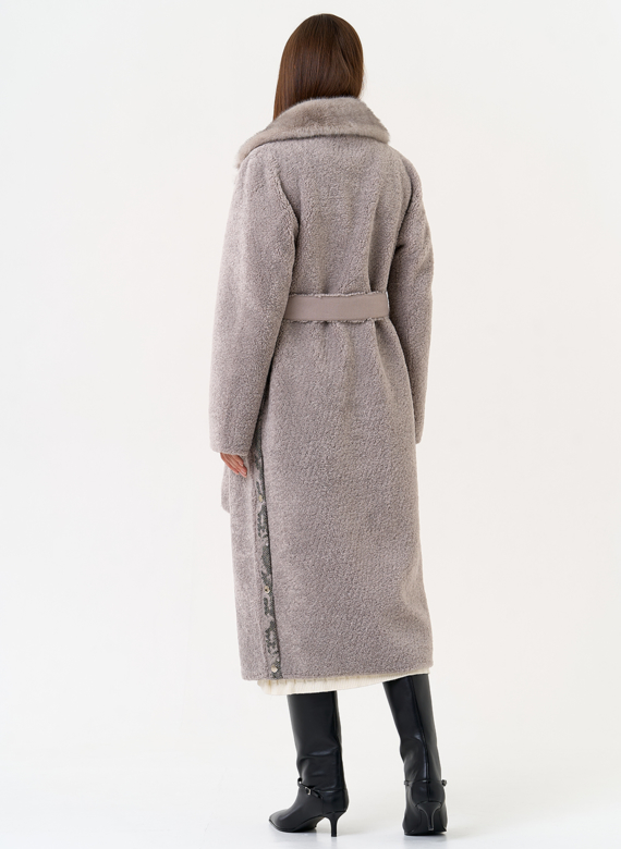 Женская двухсторонняя дубленка из эко замши