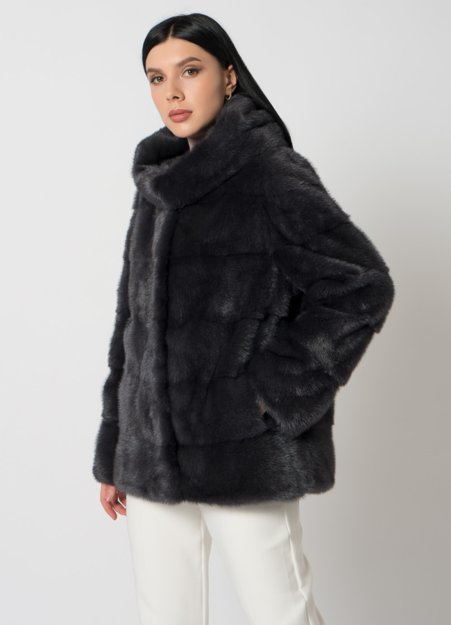 Куртка из меха норки с капюшоном модель № 25398 универмаг малина