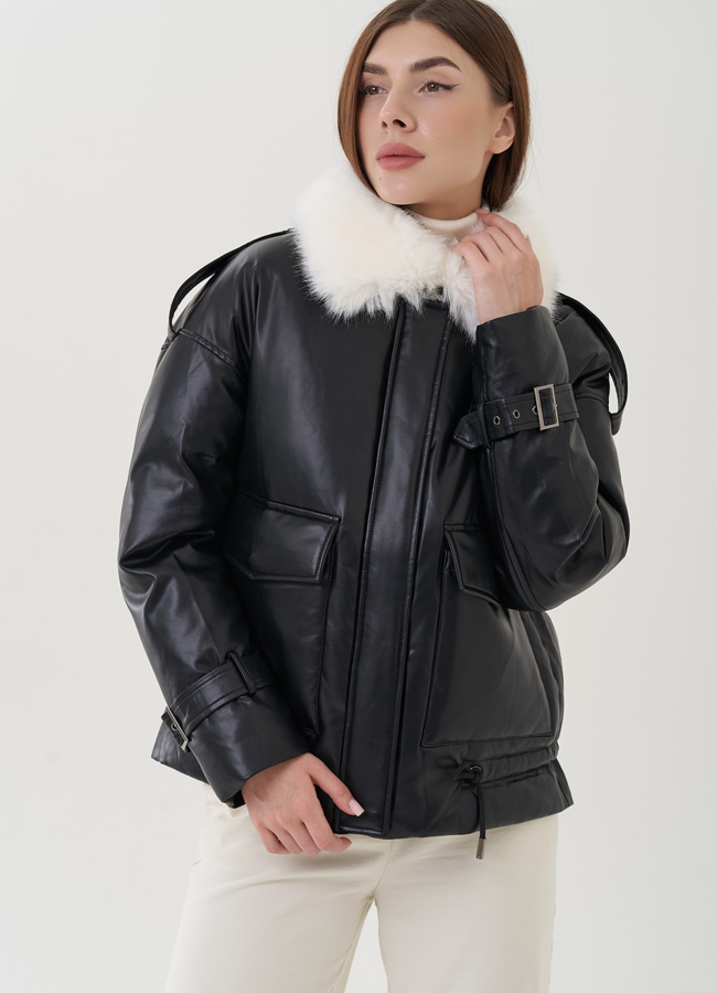 Куртка демисезонная из искусственной кожи модель № 25347 универмаг малина