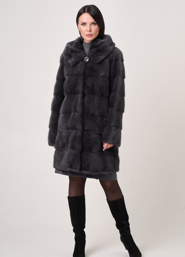 Норковая шуба трансформер с капюшоном модель № 24956 меха малина