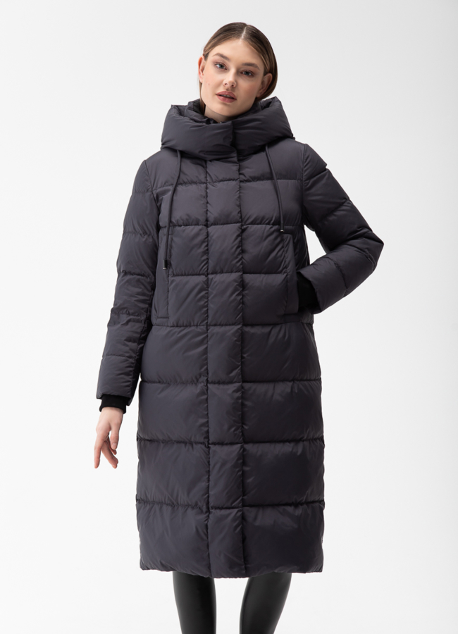 Пуховик женский с капюшоном  модель № 28417 меха малина