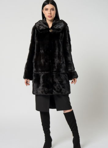Норковая шуба с капюшоном