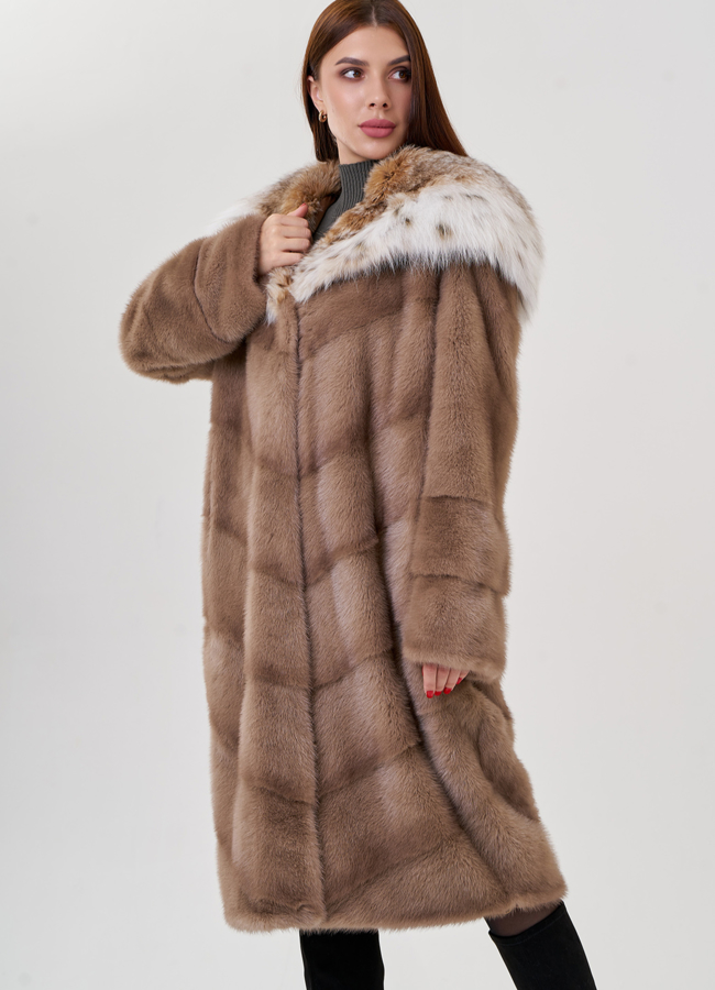 Норковая шуба с рысью модель № 25469 универмаг малина