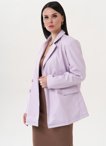 Пиджак из эко кожи сиреневого цвета