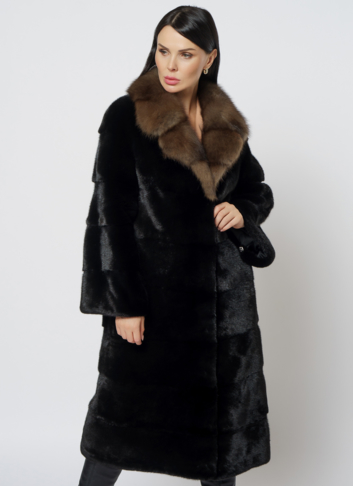 Шуба из норки с английским воротником