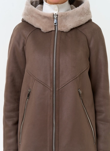 Женская дубленка из эко замши