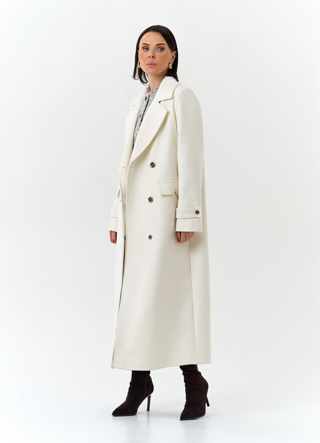 Женское пальто белого цвета модель № 32643 универмаг малина