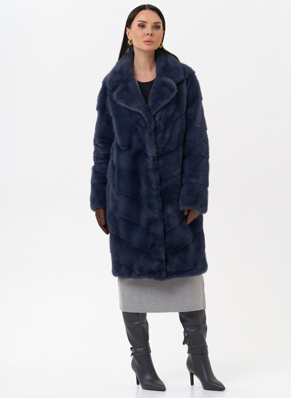 Норковая шуба с английским воротником 