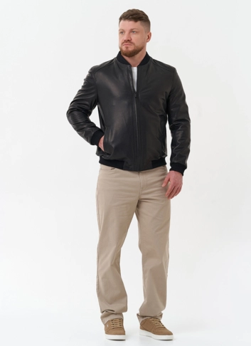Мужская куртка бомбер из натуральной кожи фото