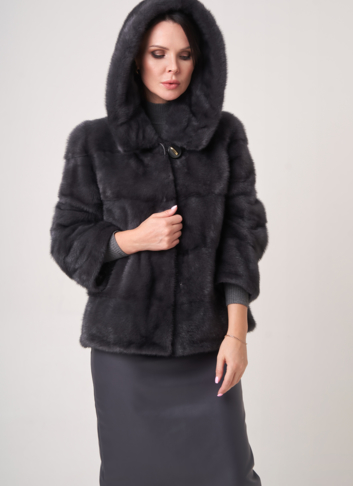Норковая шуба трансформер с капюшоном