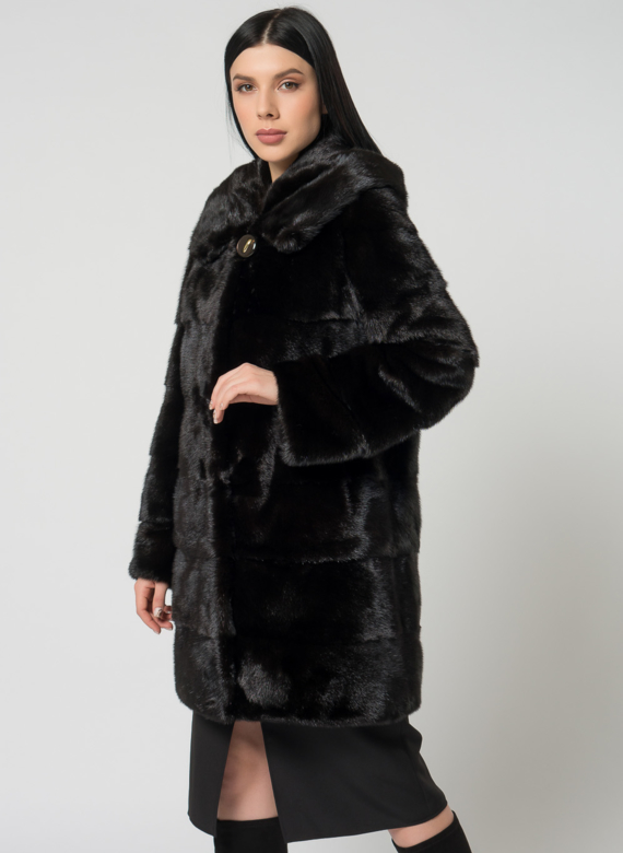 Норковая шуба с капюшоном