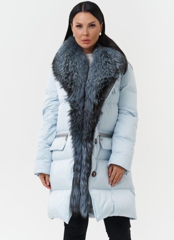 Пуховик с капюшоном из меха лисы