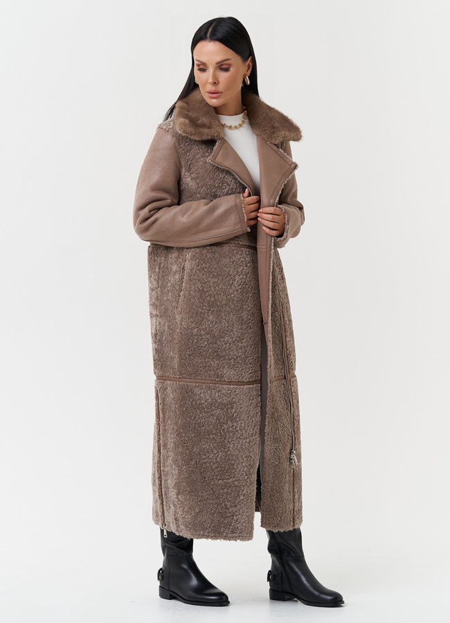 Дубленка из эко кожи с отделкой эко мехом модель № 27783 универмаг малина