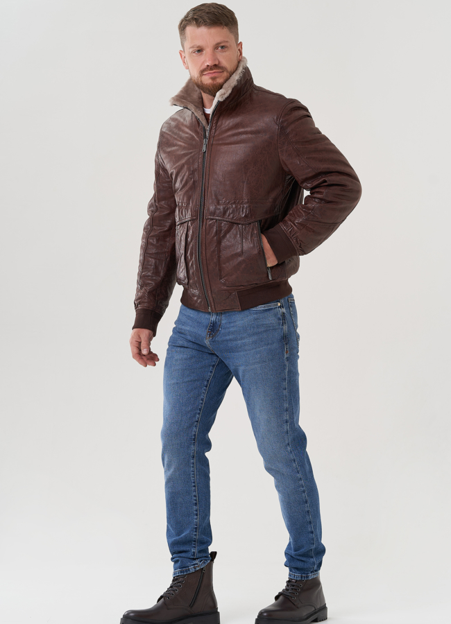 Мужская куртка из натуральной кожи  модель № 82312 универмаг малина