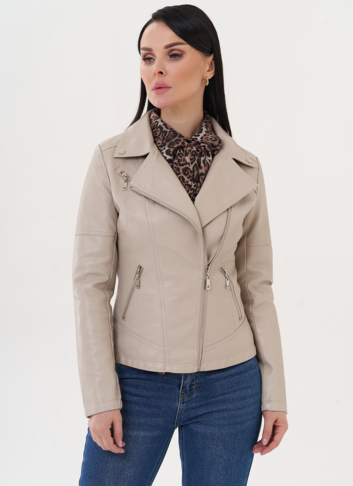 Куртка из эко кожи с отложным воротником