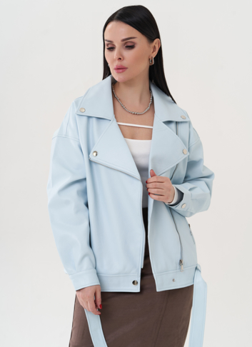 Куртка "косуха" голубого цвета из эко кожи