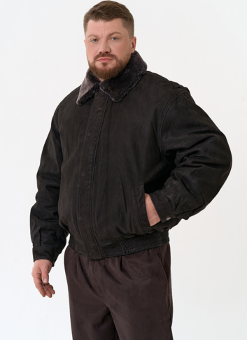 Куртка пилот из натуральной кожи с отделкой из овчины