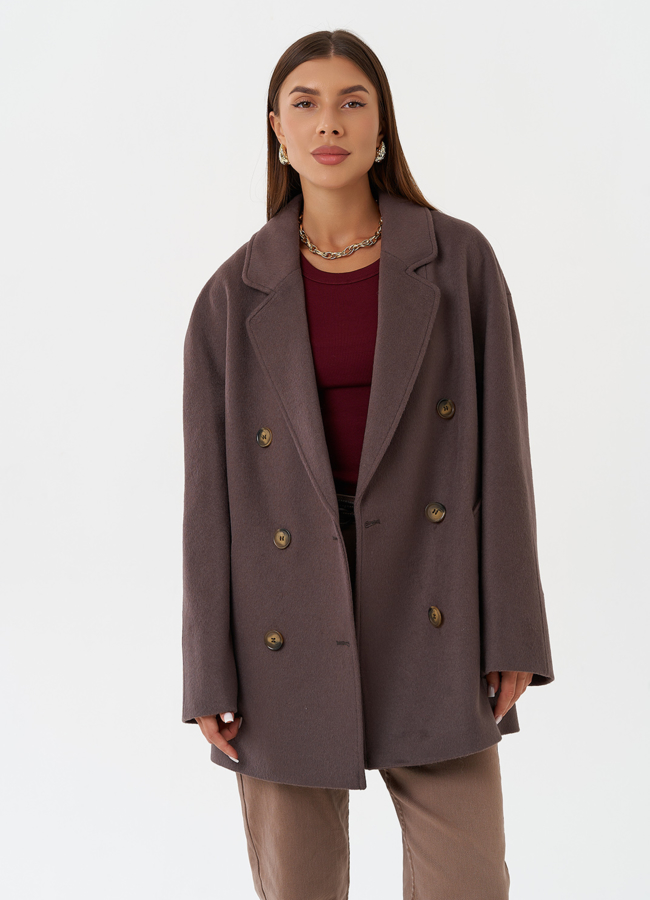 Укороченное двубортное пальто модель № 28310 универмаг малина