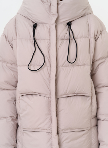 Двухсторонний женский пуховик с капюшоном