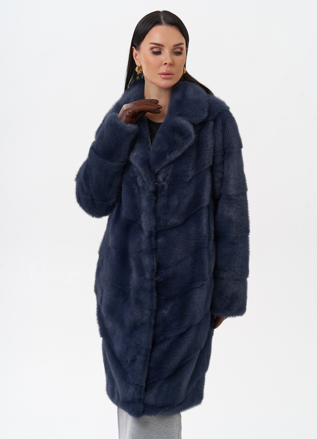 Норковая шуба с английским воротником  модель № 28930 универмаг малина