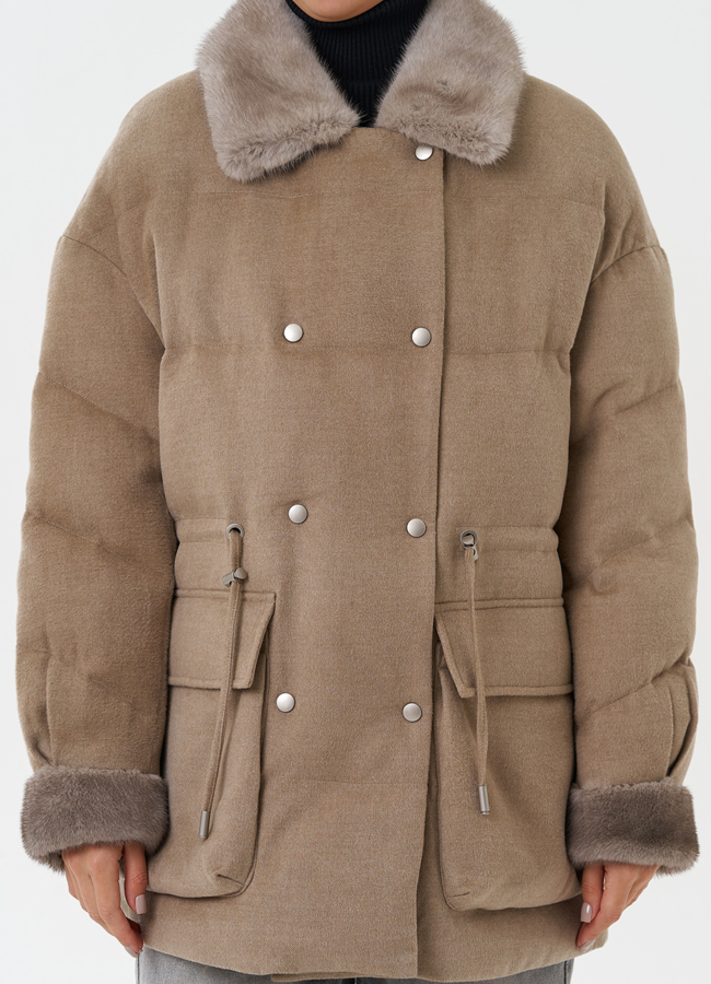 Полупальто с отделкой из меха норки модель № 28834 универмаг малина