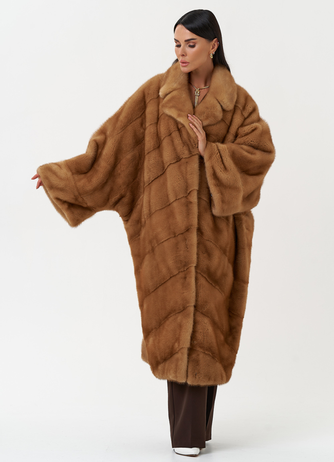 Женская шуба из меха норки с английским воротником модель № 31861 в кредит